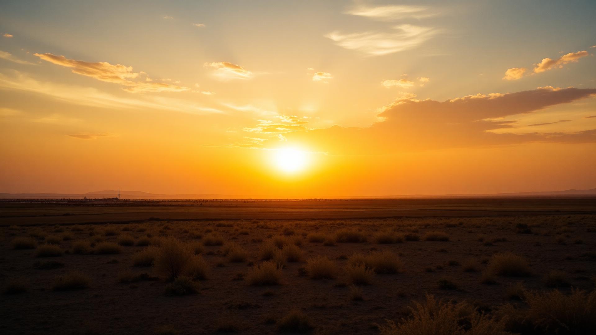Sunrise over an open plain near an unreached village